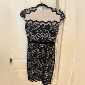ANTONIO MELANI Black and Cream Lace Midi Dress